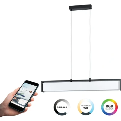 Afbeelding van EGLO connect.z Valdelagrano Z Smart Hanglamp 100 cm Zwart/Wit Instelbaar RGB &amp; wit licht Dimbaar Zigbee