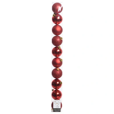 Afbeelding van Decoris Kerstballen Kunststof Kerstboomversiering Ø6 cm Rood 10 stuks