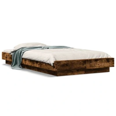 Afbeelding van vidaXL Bedframe bewerkt hout gerookt eikenkleurig 75x190 cm