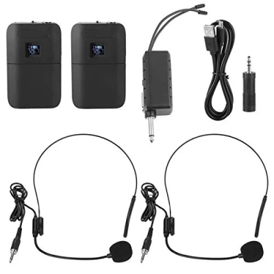 Afbeelding van Topiky Draadloze Microfoon voor hoofdtelefoon, UHF Headset Spraakversterker Geluidssysteem met luidspreker zendontvanger vergaderingen