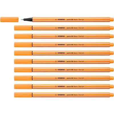 Afbeelding van STABILO point 88 Premium Fineliner Fine 0,4 mm Neon Oranje Doos 10 stuks
