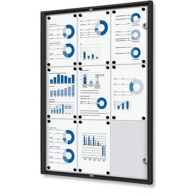 Afbeelding van Indoor Vergrendelbaar Notitiebord Economy 9x A4 Zwart Syna SCXS9XA4C9005