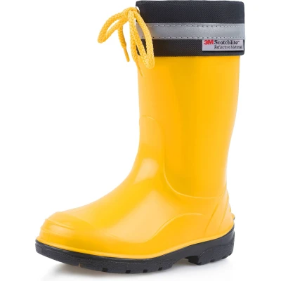 Afbeelding van Ladeheid LA LMG 972 Kim Kinder Regenlaarzen Rubber Hoog met Veters PVC Waterdicht Geel/Zwart 27