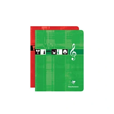 Afbeelding van Clairefontaine 63797AMZC notitieboekje met muziek en zang 17 x 22 cm 56 pagina&#039;s geruit lijnen wit papier 90 g envelop gelamineerd, willekeurige kleuren