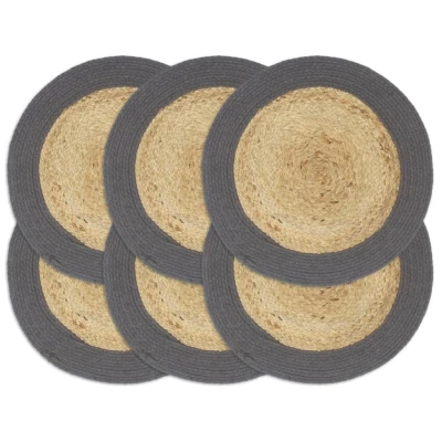 Afbeelding van Placemats 6 st 38 cm jute en katoen natuurlijk antraciet