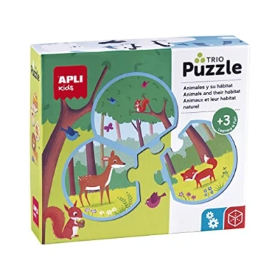 Afbeelding van Apli kids puzzel trio dieren in hun leefomgeving 8x3st