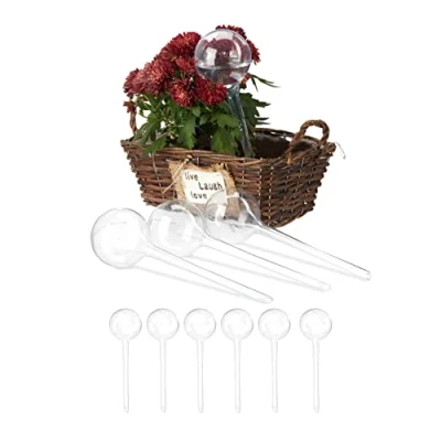 Afbeelding van Relaxdays waterdruppelaar set van 10 waterbol Ø 8 cm transparant kamerplanten