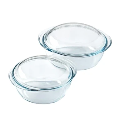 Afbeelding van Pyrex 4 in 1 braadpan, 1,6 l en 2,3 l, borosilicaatglas, stoomkoken, magnetronbestendig, vaatwasmachinebestendig, gemaakt Frankrijk