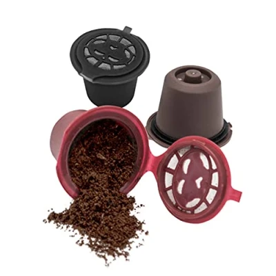Afbeelding van NERTHUS Nespresso Hervulbare capsules , Herbruikbare Koffiecups 3 stuks Incl. schep en borstel, BPA vrij