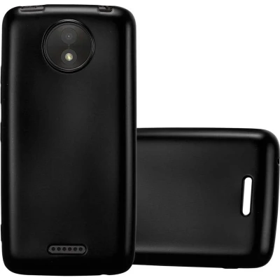 Afbeelding van Cadorabo Hoesje geschikt voor Motorola MOTO C PLUS in METALLIC ZWART Beschermhoes gemaakt van flexibel TPU silicone Case Cover