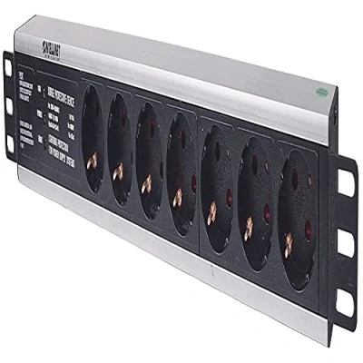 Afbeelding van Intellinet 714006 19 inch Stekkerdoos voor patchkast 1.5 HE Geaarde contactdoos Overspanningsbescherming Zwart