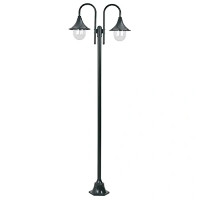 Afbeelding van Paalverlichting tuin E27 220 cm aluminium donkergroen 2 delig
