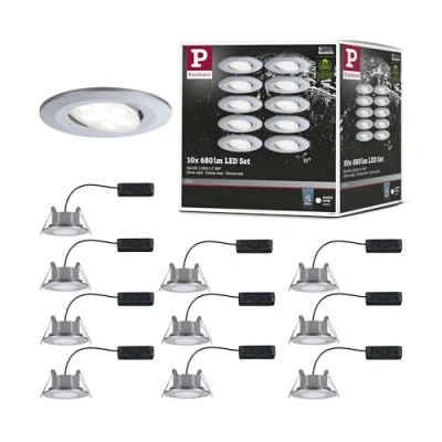 Afbeelding van Paulmann LED inbouwlamp voor badkamer Set van 10 stuks 60 W Chroom (mat)