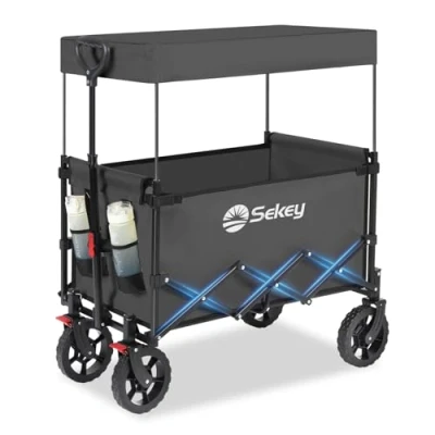 Image de Sekey XXL SE4018 Chariot de plage pliable avec toit 150 l kg Gris