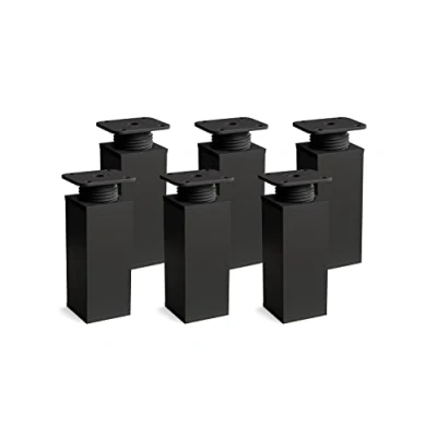 Afbeelding van sossai MFV1 Design meubelpoten, 6 stuks, in hoogte verstelbaar, kleur mat zwart, H 80 mm, vierzijdig profiel, voor kast, commode