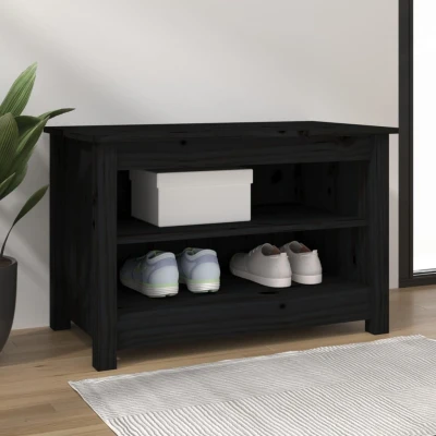 Afbeelding van Schoenenbank 70x38x45,5 cm massief grenenhout zwart