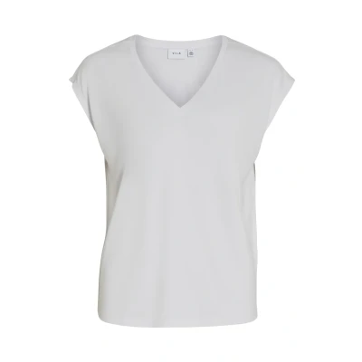 Afbeelding van VILA Vneck S/S SU NOOS Tshirt basic, Dames, Maat: XS, Optical snow