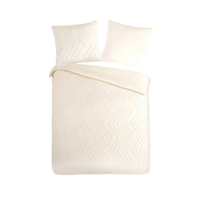 Afbeelding van Pure Dekbedovertrek &quot;luxe zizag biezen/ borduursels&quot; Wit (155x220 cm) Microfiber