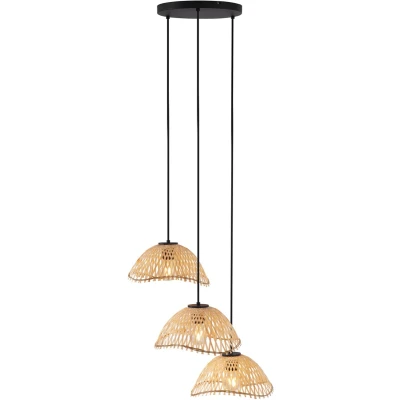 Afbeelding van QAZQA lily Bohemian Hanglamp 3 lichts Ø 57 cm Naturel Woonkamer Slaapkamer Keuken