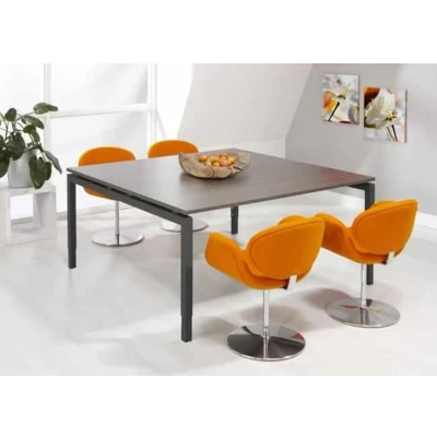 Afbeelding van 4 poots bureau vergadertafel Kubus 160x160cm bladkleur Kersen framekleur Wit (RAL9010)