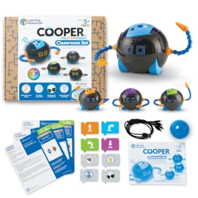 Afbeelding van Learning Resources Cooper Robot STEM Klasse LER3118, codering zonder scherm, vanaf 5 jaar, samenwerkingsspel, educatief materiaal voor school