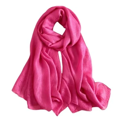 Afbeelding van Lina &amp; Lily Bruiloftssjaal voor dames van lichte glanzende stof, Donker roze
