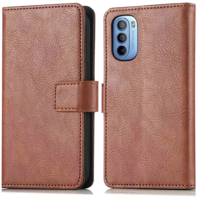 Afbeelding van iMoshion Hoesje Geschikt voor Motorola Moto G14 Met Pasjeshouder Luxe Bookcase Bruin