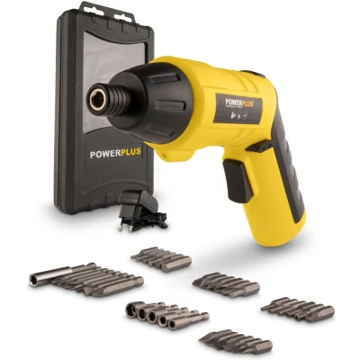 Afbeelding van Elektrische schroevendraaier Powerplus (Accu, 3.6V, 37 accessoires, Opbergkoffer)