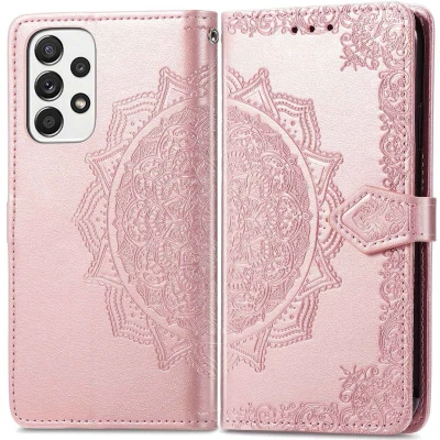 Afbeelding van iMoshion Hoesje Geschikt voor Samsung Galaxy A33 Met Pasjeshouder Mandala Bookcase Rosé Goud