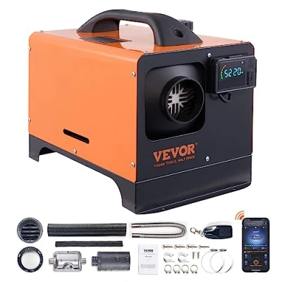 Afbeelding van VEVOR Draagbare alles in één dieselverwarming 12 V 5 kW diesel luchtverwarming 0,16 0,52 l/h 8 36 C verstelbaar 15 20 m² LCD Bluetooth afstandsbediening liter tank voor camper zonder installatie