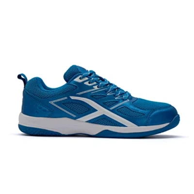 Afbeelding van Hundred Xoom Non Marking professionele badmintonschoenen voor heren (blauw/wit, maat: UK 8/US 9/EU 42) Materiaal Bovenwerk: Polyester, Zool: Rubber Geschikt indoor badminton/tennis/squash/tafeltennis/basketbal en padel