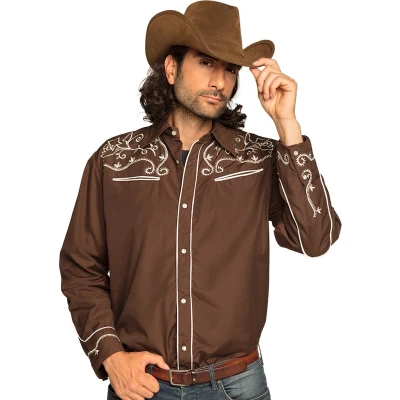 Afbeelding van Boland Shirt Western bruin (M) Volwassenen Cowboy Indiaan