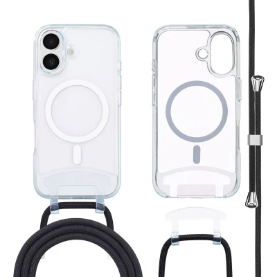 Afbeelding van imoshion Hoesje Geschikt voor iPhone 16 met koord MagSafe Backcover afneembaar Transparant