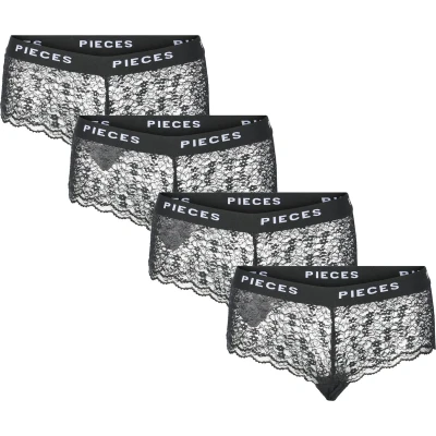 Afbeelding van Pieces Pclogo Hipster 4 PACK Slip black, Dames, Maat: Small, Black