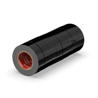 Afbeelding van ERKO Set van 8 zwarte pvc isolatietape 19 mm x 20 m Voor het repareren elektrische kabels Zeer flexibel met sterke hechting Chemisch bestendig Waterdicht