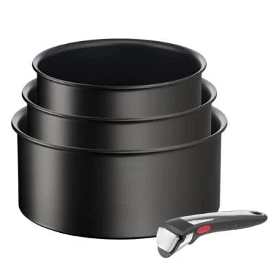 Afbeelding van Tefal Ingenio Set van 3 kookpannen en afneembaar handvat, inductie, antiaanbaklaag, stapelbaar, vaatwasmachinebestendig, gemaakt in Frankrijk, Eco Resist On L7679202