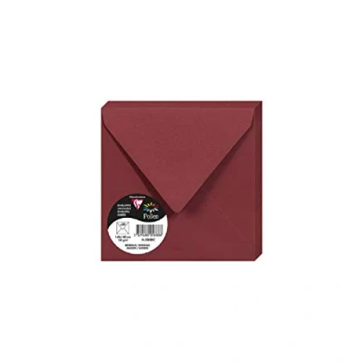 Afbeelding van Clairefontaine 5888C, verpakking met 20 enveloppen, vierkant, 14 x cm, 120 g/m², kleur: bordeaux, uitnodiging voor evenementen en overeenkomst, Pollen serie, glad papier van hoge kwaliteit