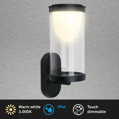 Afbeelding van BRILONER LED Akku wandlamp Touch Verwisselbare batterij Zwart printplaat 24 x 12 10 cm