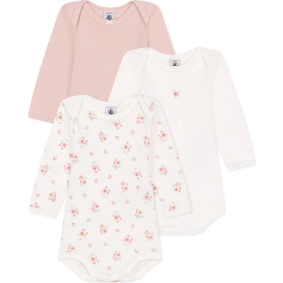 Afbeelding van Petit Bateau Unisex 3 PACK Body voor kinderen, Maat: 74, White/pink