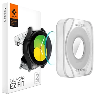 Afbeelding van Spigen EZ FIT Gehard Glas Clear Screenprotector Met Montageframe Samsung Galaxy Watch 4 44mm 2 pack