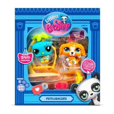 Afbeelding van Bandai Littlest Pet Shop Petfluencer Sunset Pals Set bevat 2 LPS mini speelgoed, 4 accessoires, 1 achtergrond, verzamelkaart en virtuele verzamelcode voor meisjes
