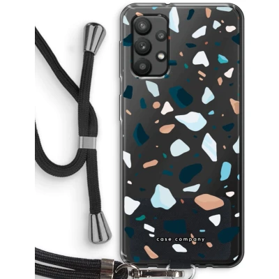 Afbeelding van Case Company® hoesje met Koord geschikt voor Samsung Galaxy A32 4G Terrazzo N13 Telefoonhoesje Zwart Bescherming aan alle Kanten en Over de Schermrand