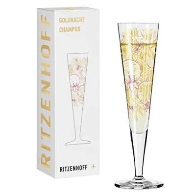 Afbeelding van RITZENHOFF 1071031 champagneglas 200 ml Goldnacht serie nr. 31 orchidee met echt goud Made in Germany
