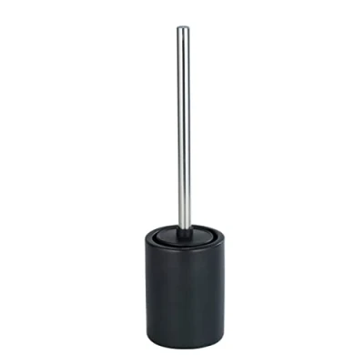 Afbeelding van WENKO Laviano keramische toiletborstel mat zwart met verwisselbare siliconen lamellen speciale anti aanbakwerking voor hygiënische reiniging Ø 9,7 x 39 cm