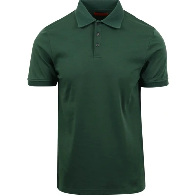 Afbeelding van Suitable Liquid Polo Donkergroen maat M heren met Modern fit Pasvorm Katoen Herenkleding Poloshirt