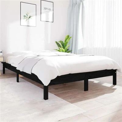 Afbeelding van Bedframe massief grenenhout zwart 120x200 cm