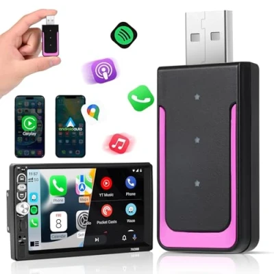 Afbeelding van draadloze car play adapter, Euakee Mini Edition, automatische converteert met kabel naar dongle plug &amp; adapter voor iOS en Android, 800+