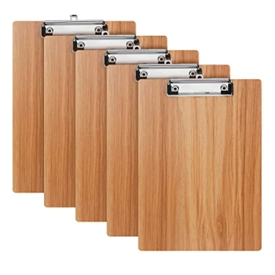 Afbeelding van 5 stuks A4 klembord met discrete clip en ophanggat, van hout