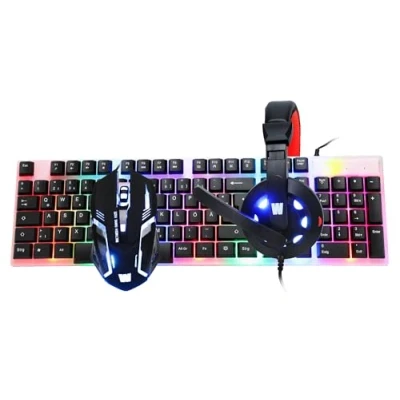 Afbeelding van WASDkeys GS80 Bedraad gametoetsenbord, headset en muis met achtergrondverlichting Qwertz DE