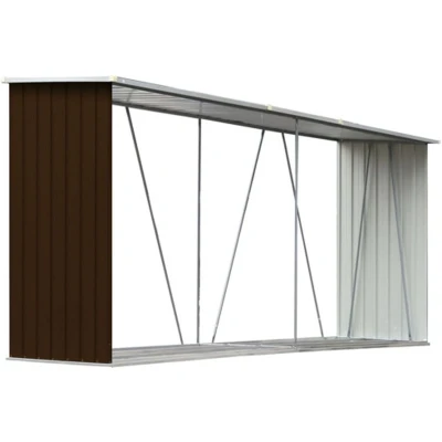 Afbeelding van Haardhoutschuur 330x84x152 cm gegalvaniseerd staal bruin